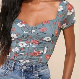 Teal Mesh Crop Top Bustier